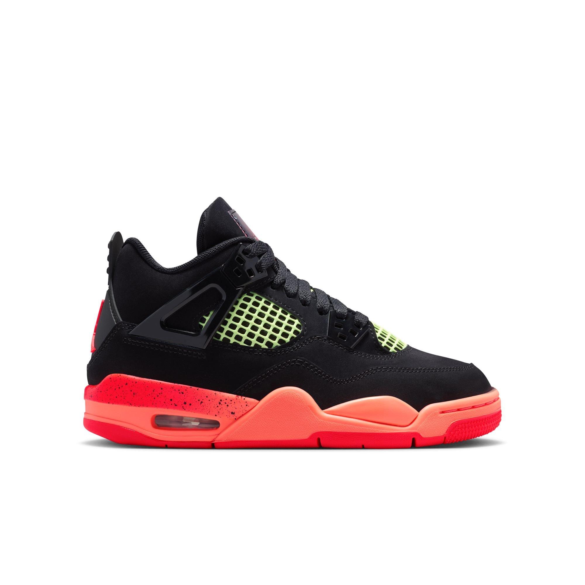 Jordan 4 Retro "Black & Infrared 23" Grade School Kids' Shoe - BLACK/INFRARED 23/BRIGHT MANGO